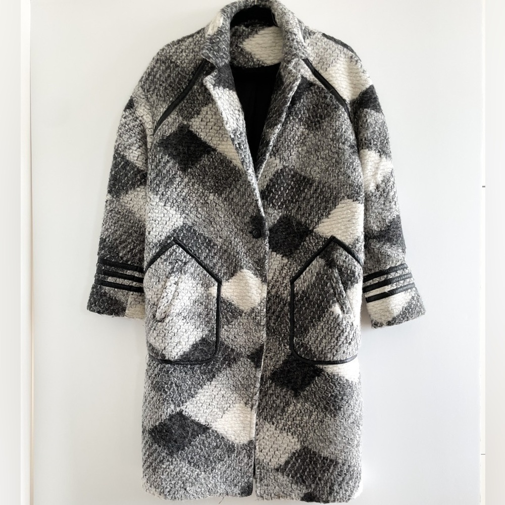 Oversized Argyle Wool Blend Jacket